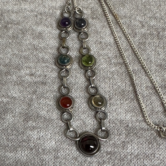 Assorted Gemstone and Silver Necklace - Picture 2 of 3